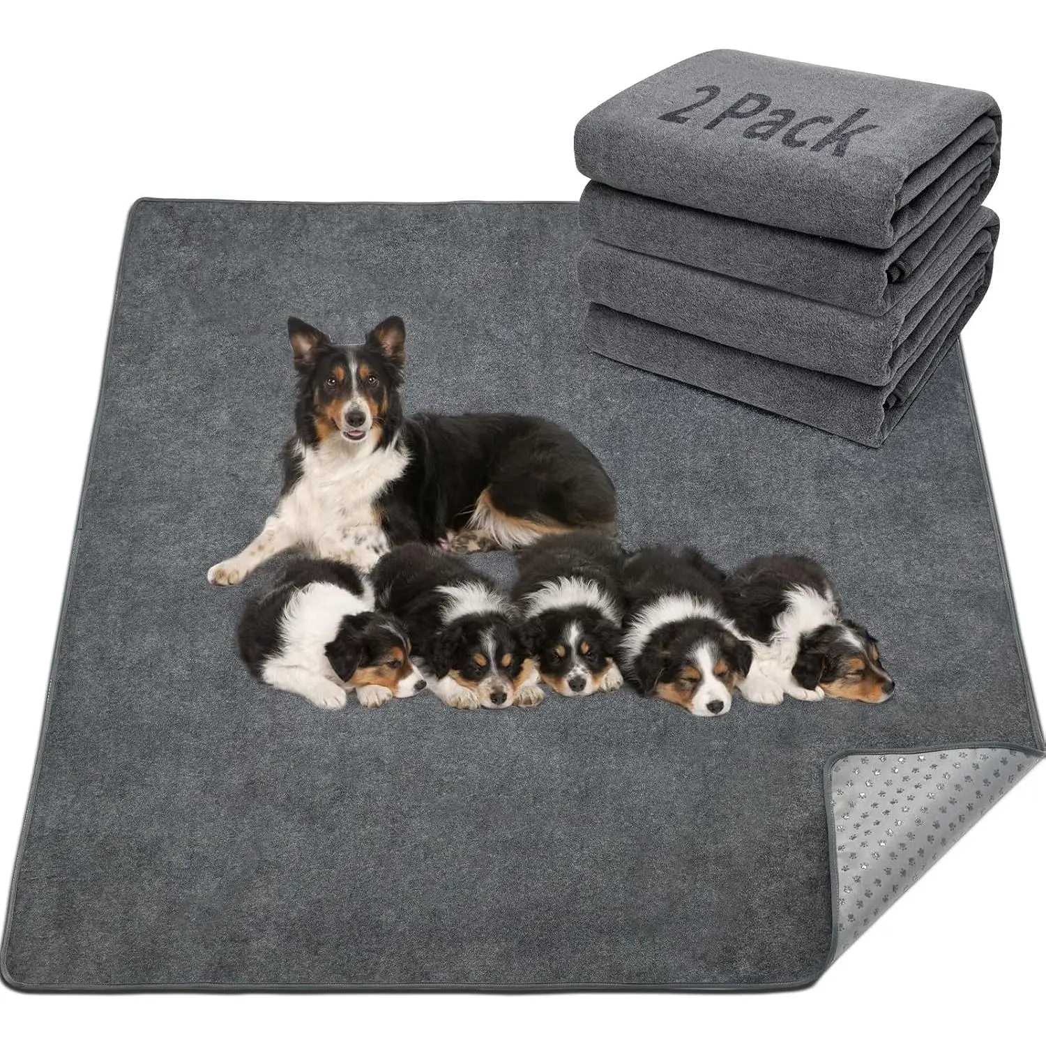 Washable Pee Pad for Dogs, 2 Packs Non-Slip Puppy  Pads,  Absorbent  Whelping Pads, Puppy Playpen Mat for , Housebreak, Crate, 31x36in, Gray | Leak-Proof and Non-Slip  Puppy Pads, Machine Washable, Whelping Pads for Crate, Playpen, , Housebreaking
