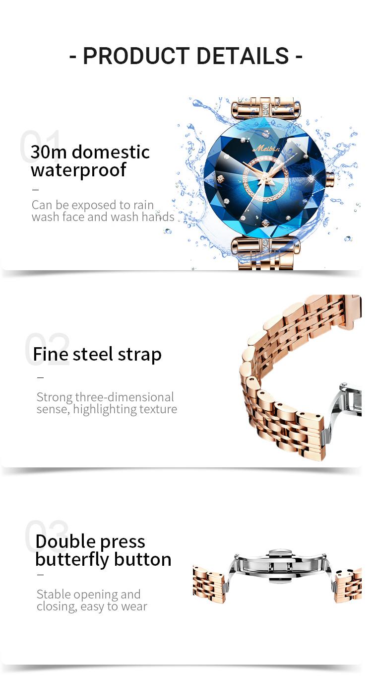 [Labaoli]Meibin Women's Elegant Fashion Quartz Watch, Modern Fashionable Wristwatch, Fashion Watch for Party, Daily Clothing Decor, Trendy All-match & Exquisite Watch for Birthday Gift. gold and silver jewelry