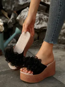 Women's Summer New Outdoor Sandals, 3D Flower Decoration, Comfortable and Versatile, Perfect for Casual Wear, Stylish Footwear