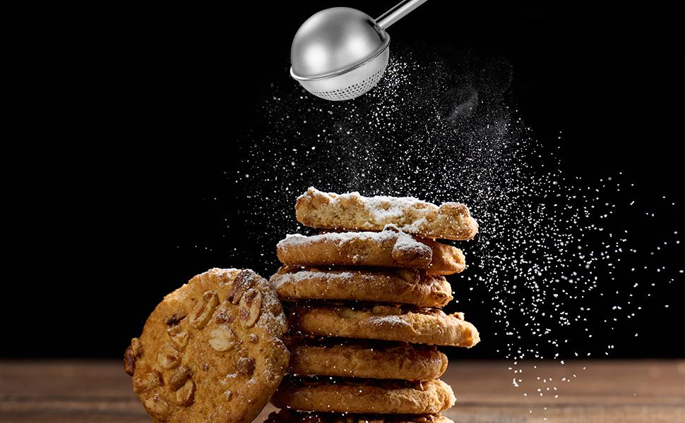 Stainless Steel Flour Duster for Baking, Long Handle Flour Sifter, Powdered Sugar Shaker Duster, Baking Sifter, Kitchen Gadgets, Baking Supplies