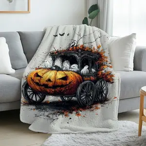 1. Pumpkin Carriage and Ghost Flannel Blanket - This soft, warm, and cozy blanket is suitable for all seasons and is perfect for Halloween and fall decorations. Suitable for beds, sofas, living rooms, bedrooms, and offices. - Machine washable.