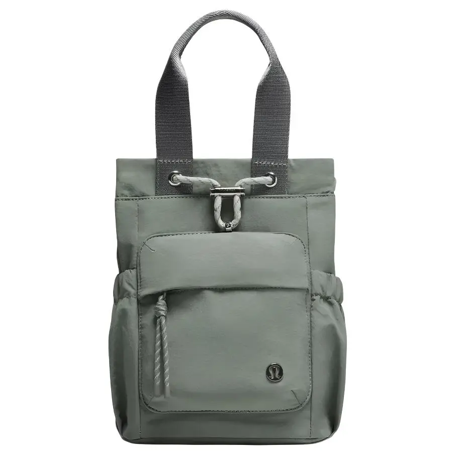 Lululemon Convertible Mini 5L Backpack–Unisex Nylon Drawstring Tote with Detachable Adjustable Strap in Willow Green