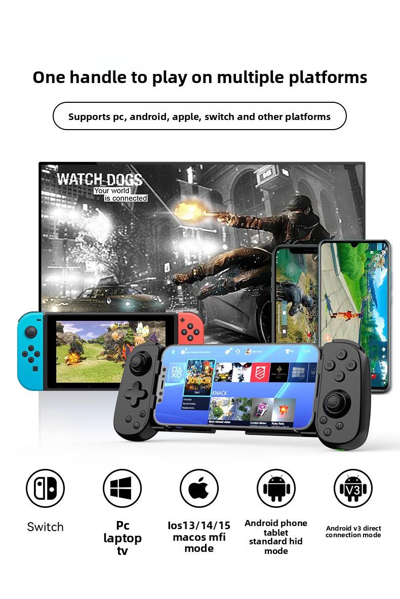 Dual Hall Effect Telescopic Gamepad - D6DP Wireless Controller for Switch Android iOS Windows