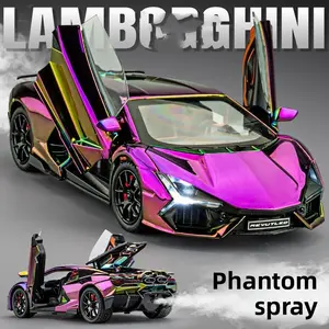 1:24 Lamborghini's new supercar alloy model, shining with brilliance. The scissors-style doors open, revealing exquisite and lifelike details. It is not only the favorite toy of boys, but also a cool display item and valuable collection for men on their d