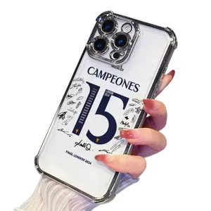 Champions M-Madrid Pattern Phone Case Compatible with Apple for iPhone 17 Air 16 15 14 13 12 11 Pro Max Plus Samsung S26 S25 S24 S23 S22 Plus Ultra with an Electroplated Frame, Drop-Proof, And a Transparent Soft Back Cover