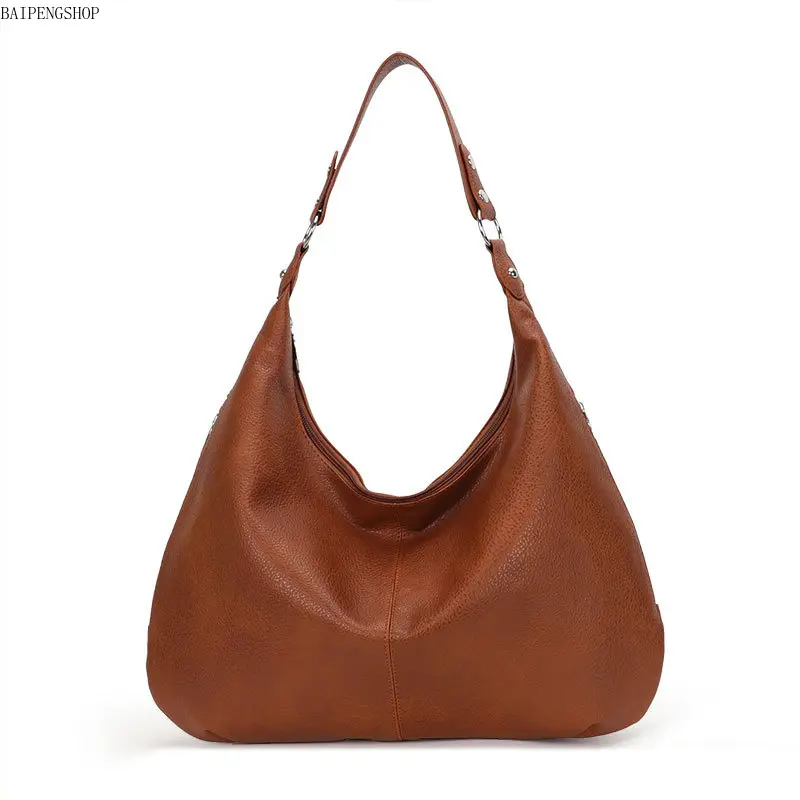 Women's 2026 Soft Vegan Leather Retro Half-Moon Shoulder Bag - Large Capacity Convertible Handheld Purse, Lightweight Casual Crescent Underarm Bag Ideal For Daily Commuting & Weekend Dating