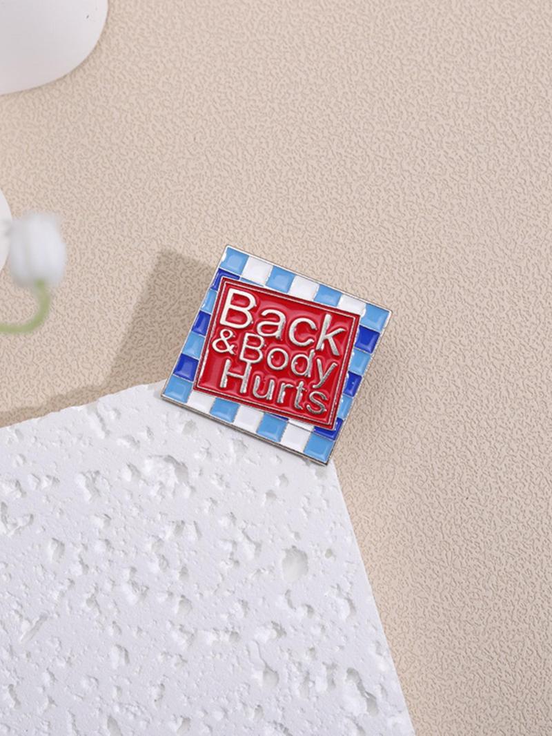 Letter Design Brooch, Fashion Plaid Pattern Alloy Badge for Daily Clothing Decor, Enamel Pin Suitable for Backpacks, Jeans, Scarves, Hats Decoration Fixed Buckle, Casual Alloy Accessory for Men & Women