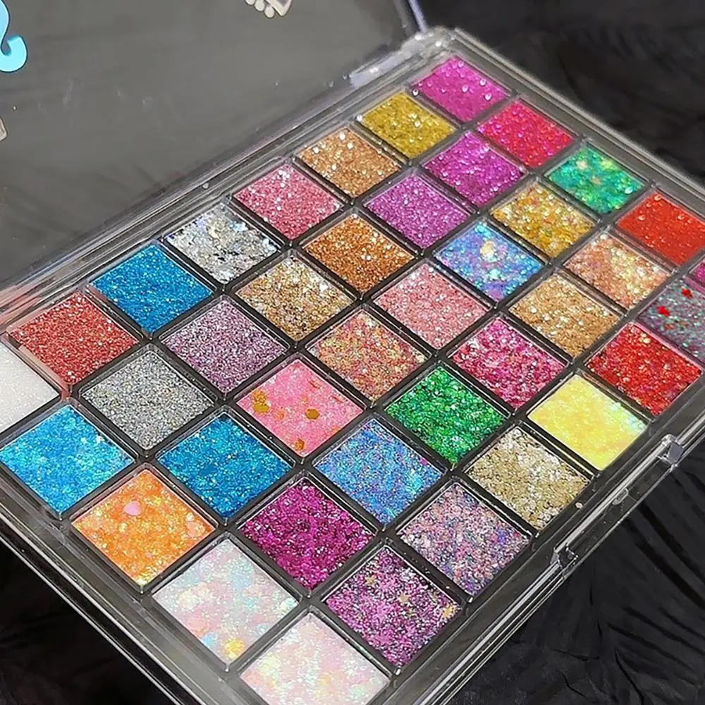 A box of 40-color sequin eyeshadow palette, long-lasting eye makeup, blue, green, red and yellow, pearlescent matte multi-color stage makeup, fine glitter gold makeup, Shimmer Matte Eyeshadows, Multicolor Eyeshadow Palette