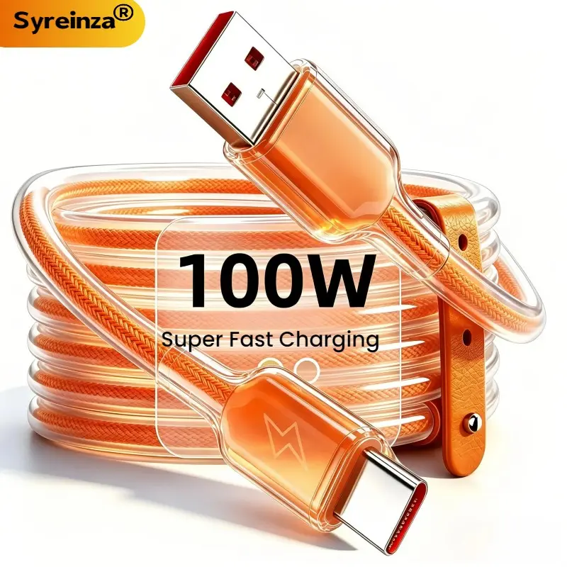 Syreinza Fast Charging Data Cable, Ice Transparent, Compatible with Huawei, Honor, Xiaomi, Type-C Devices, Quick Charge Flash Data Wire, Charging Cables