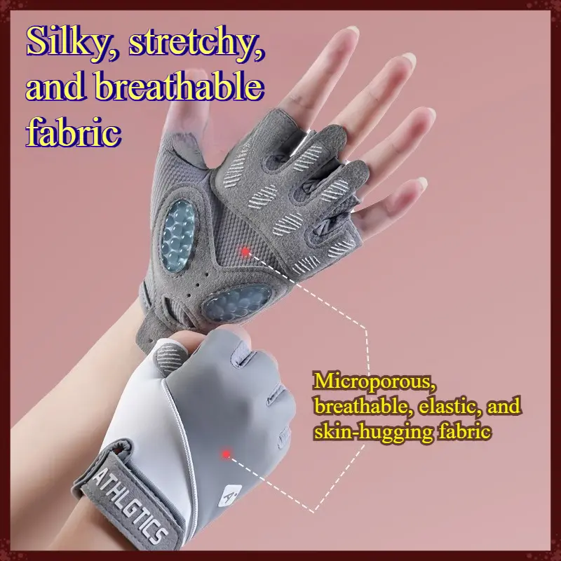 New Sports Gloves Half Finger For Men Women Outdoor Cycling Gym Workout Fitness Breathable Gloves For Running Bike Driving Daily Wear Soft Thin Cool Ice Silk Gifts Grey Gloves Bike Gym Mittens