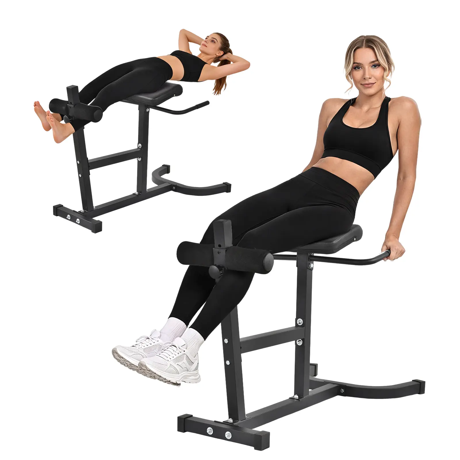 Back Extension Bench 440 Weight Capacity Workout Equipment Extension Machine Glutes Hamstrings Lower Back 6-Level Adjustable for Men Women Home Gym Fitness