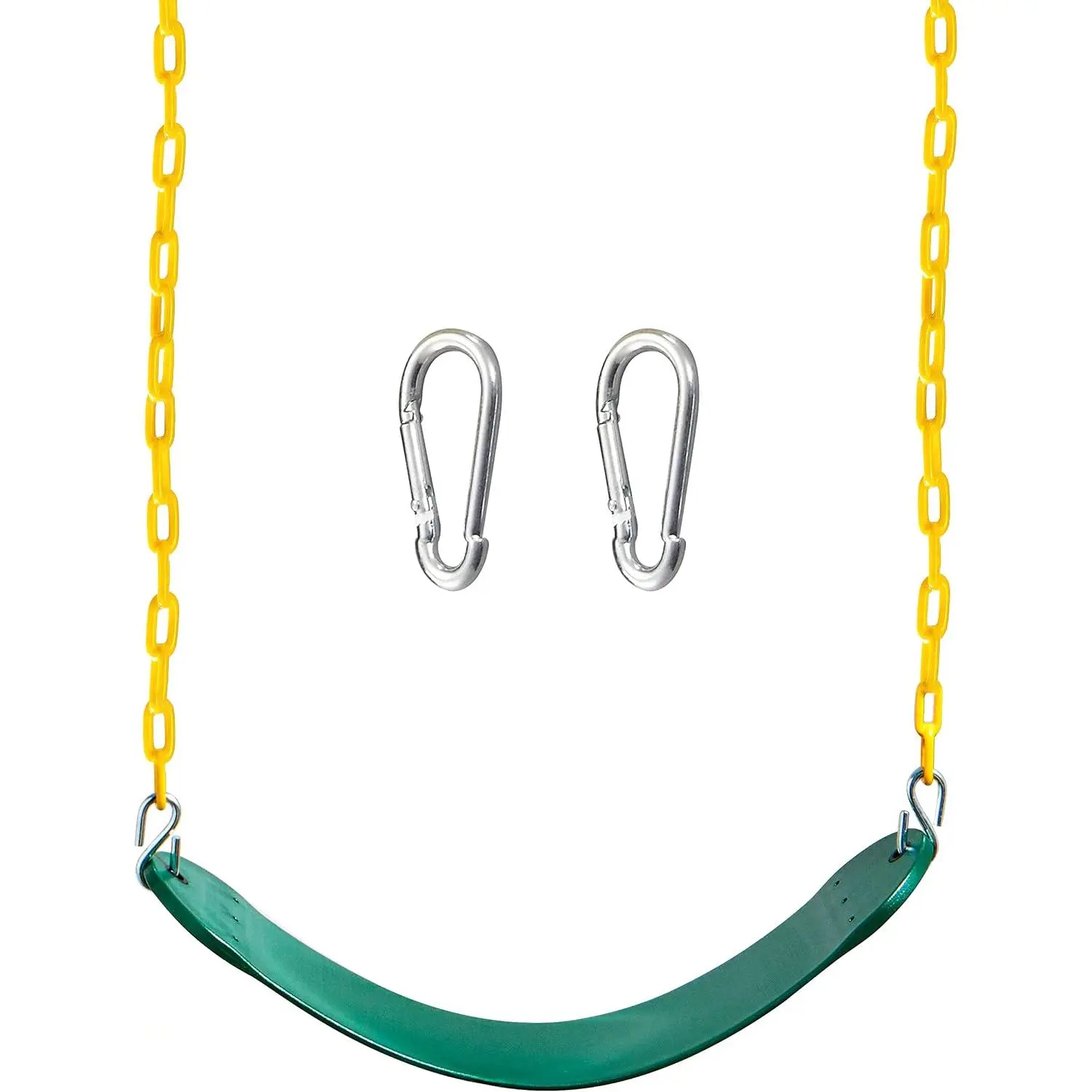 Heavy Duty Green Swing Seat with 66” Chain, Swing Set Accessories Replacement with Snap Hooks for Kids Outdoor Playground