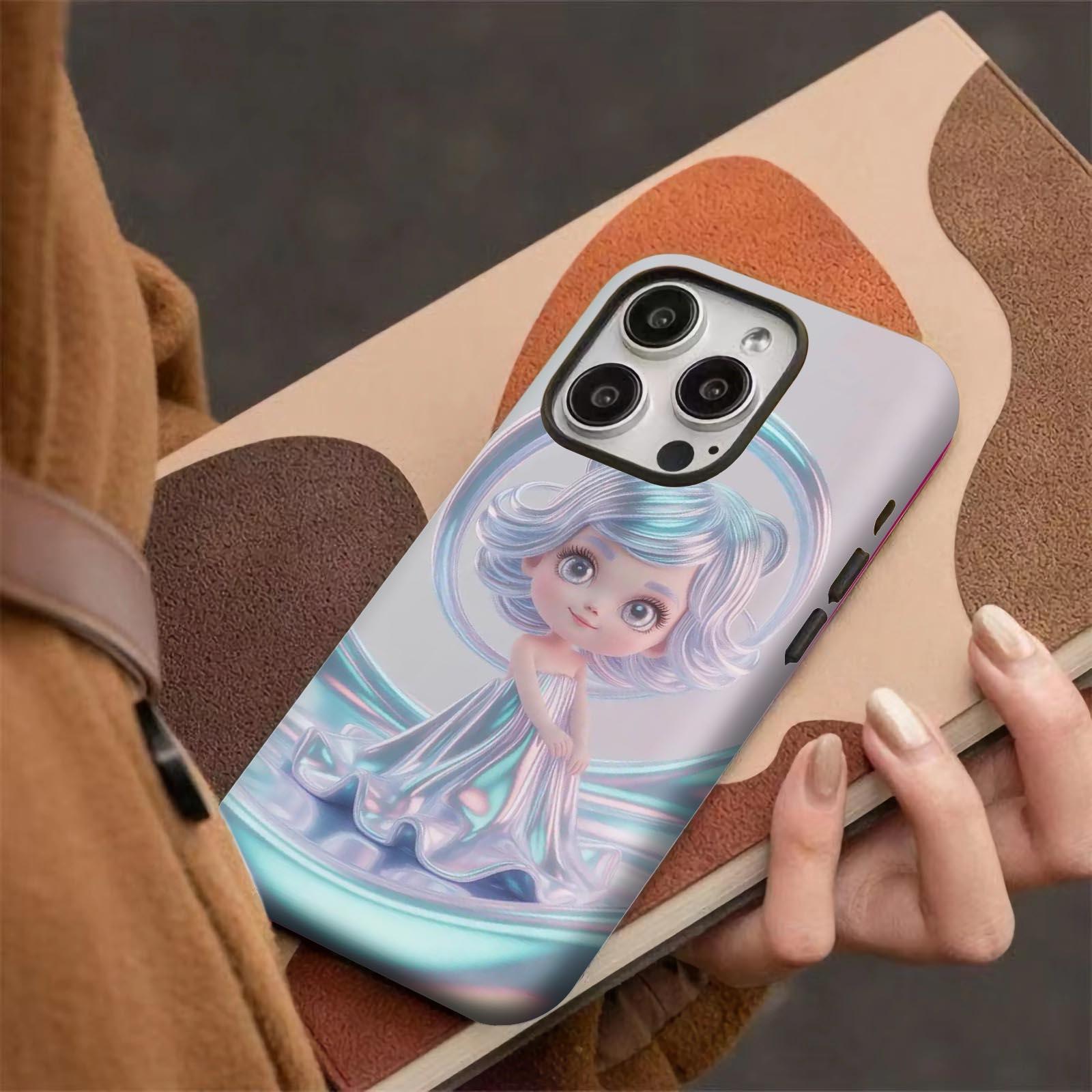 silver, dress, character Soft And Hard Two-In-One Film Printed Full Pattern Case For IPhone 16 15 14 13 1211 Pro Max Plus Phone Case