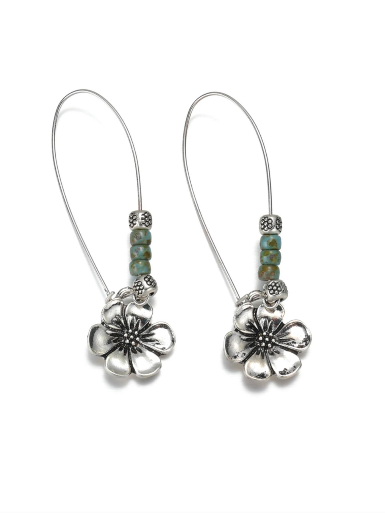 Boho Style Flower Design Dangle Earrings, High Quality Earrings, Vintage Trendy Minimalist Earrings, Jewelry for Women & Girls for Daily & Party Decoration, Earring Stacking Set, Flower Stud Earrings, Trendy Fashionable Accessories