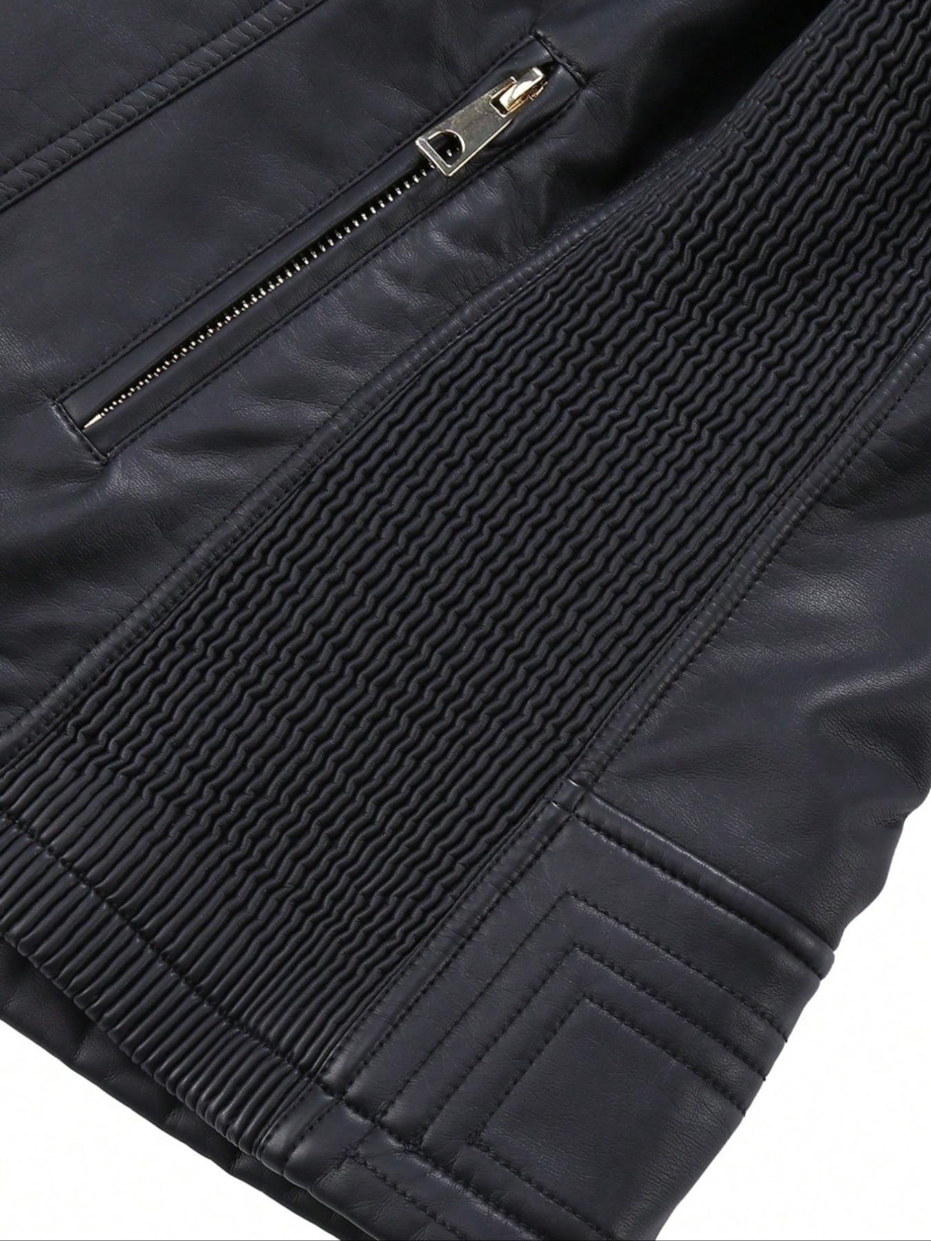 Women's PU Leather Motorcycle Jacket, Casual Fitted Design, All-Season Everyday Wear, Perfect for Commuting & Street Style