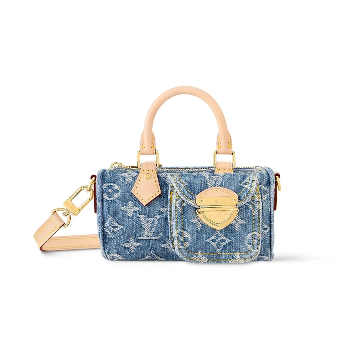 Contemporary Women's Nano Speedy Handbag - Blue Denim, Detachable Strap, Crossbody/Shoulder/Top Handle, Contemporary Women's Handbags