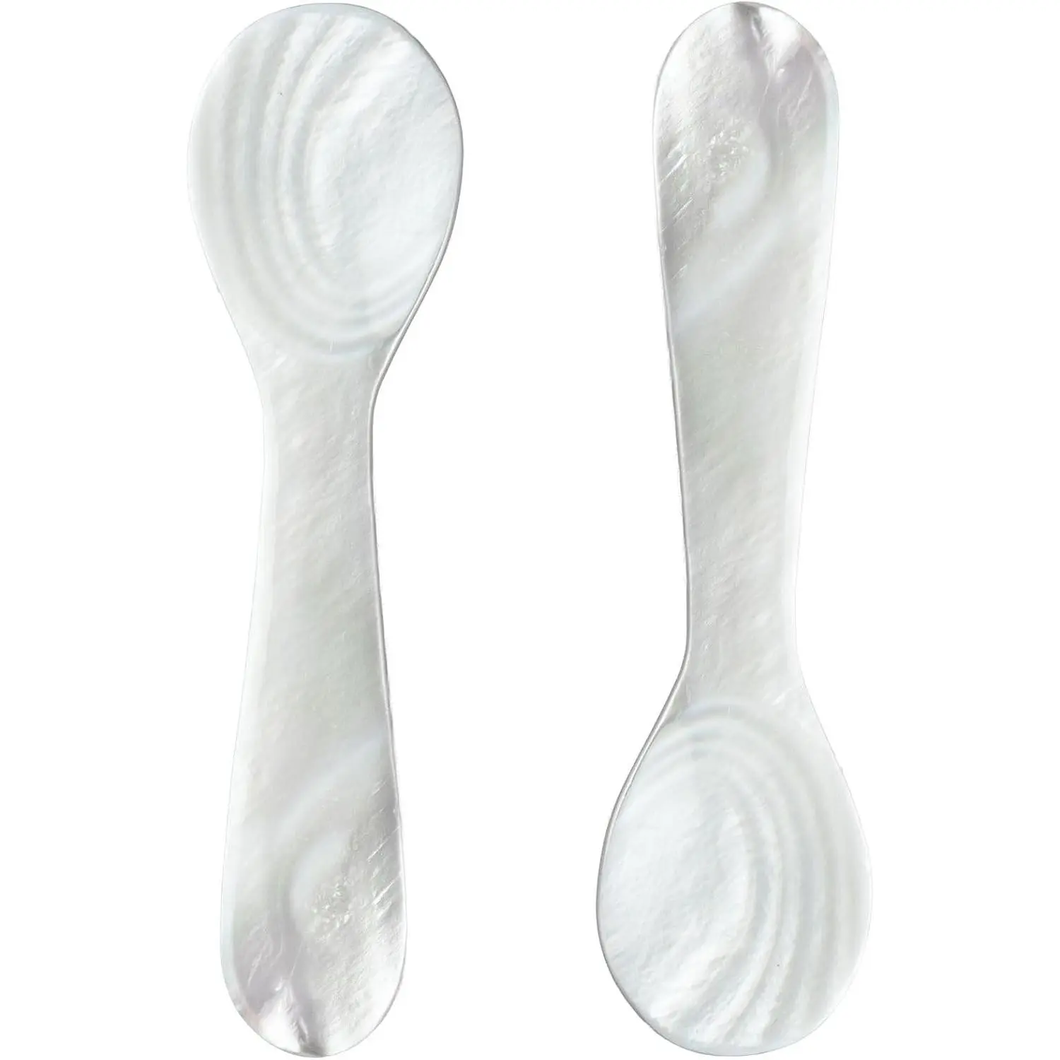 White Caviar Spoons | Mother of Pearl | Round Handle Hand Crafted | Ice Cream Coffee Kitchen, Restaurant Catering Serving, Wedding, Party, Event Favors & Gifts | 3.54", 9 cm | 2-Pack