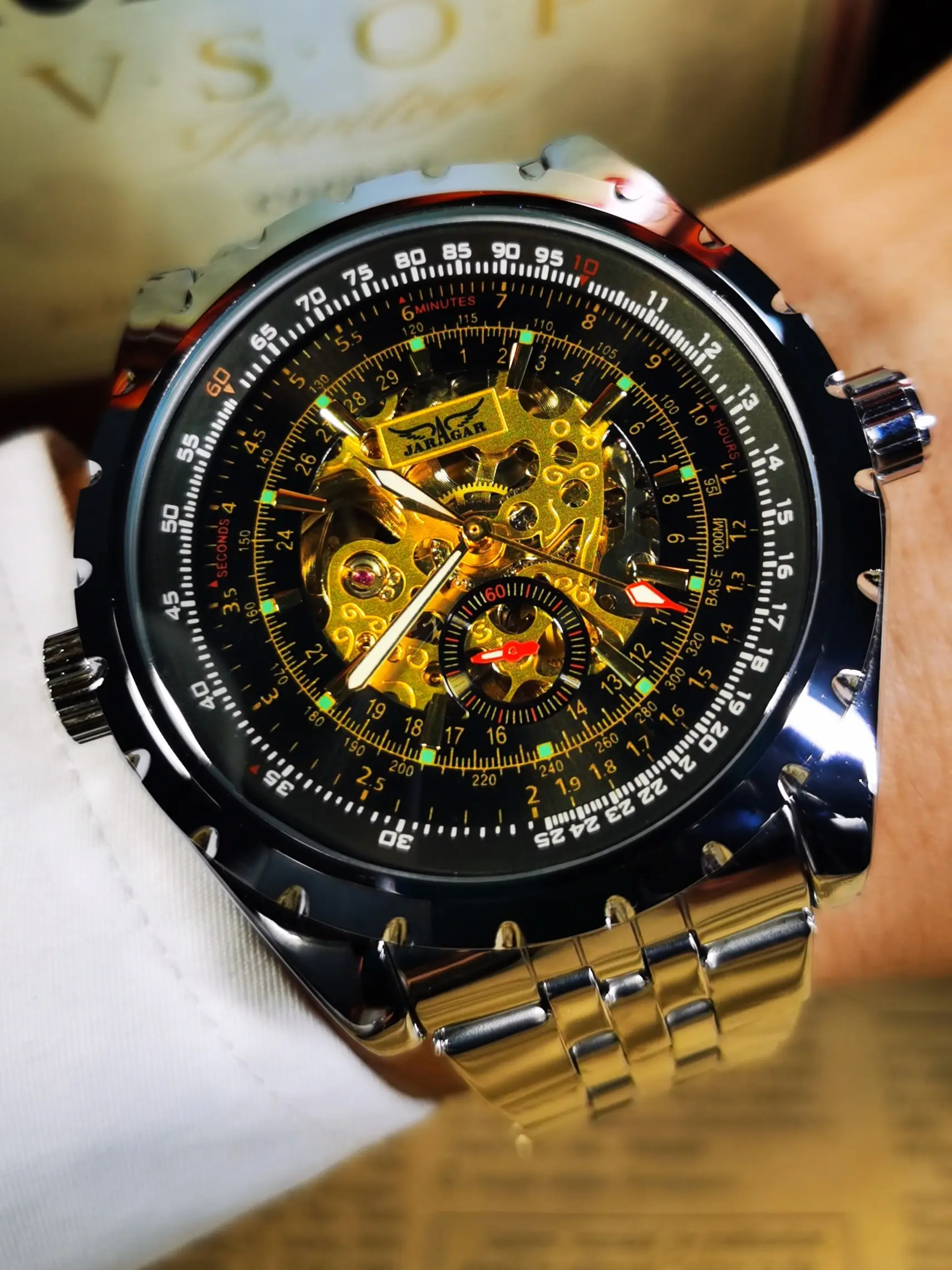 1pc Fashion Business Skeleton Automatic Mechanical Men's Luminous Dial Analog Wristwatch Luminous Hands Top Brand Stainless Steel Strap Classic Casual Mens Watches Elegant Wristwatches