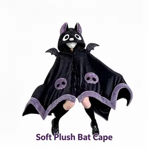 【summerween】1pc Unisex Wearable Blanket Bat  Hooded Cape, Oversized Bat Sleeve Plush Thick Cloak, One Size Fits All, Perfect Holiday Gift🎁