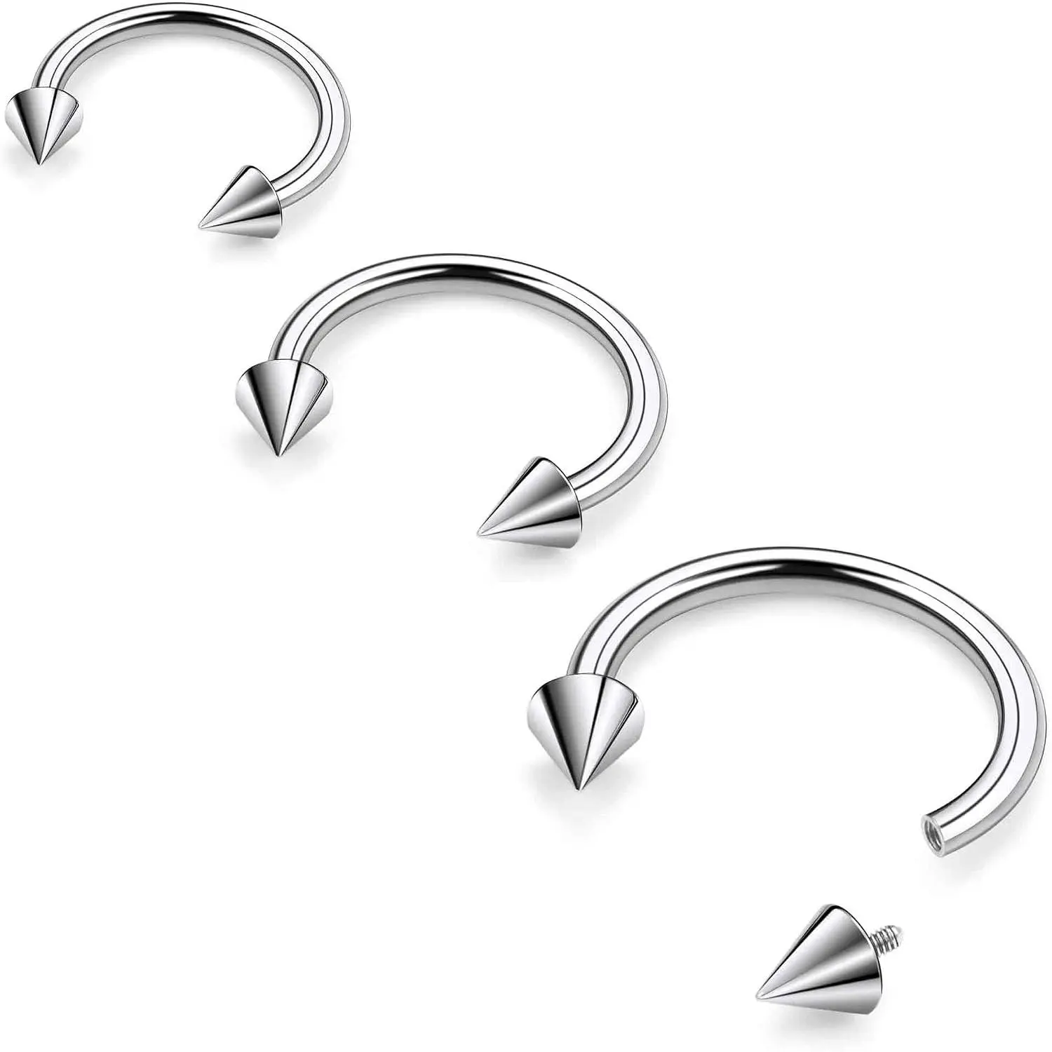 20G 18G 16G 14G 12G 8G 6G 4G 2G Horseshoe Nose Ring Titanium Septum Rings   Internally Threaded Gauges Cartilage Conch Helix Rook Tragus Earring Hoop Eyebrow For Women Men 3 count