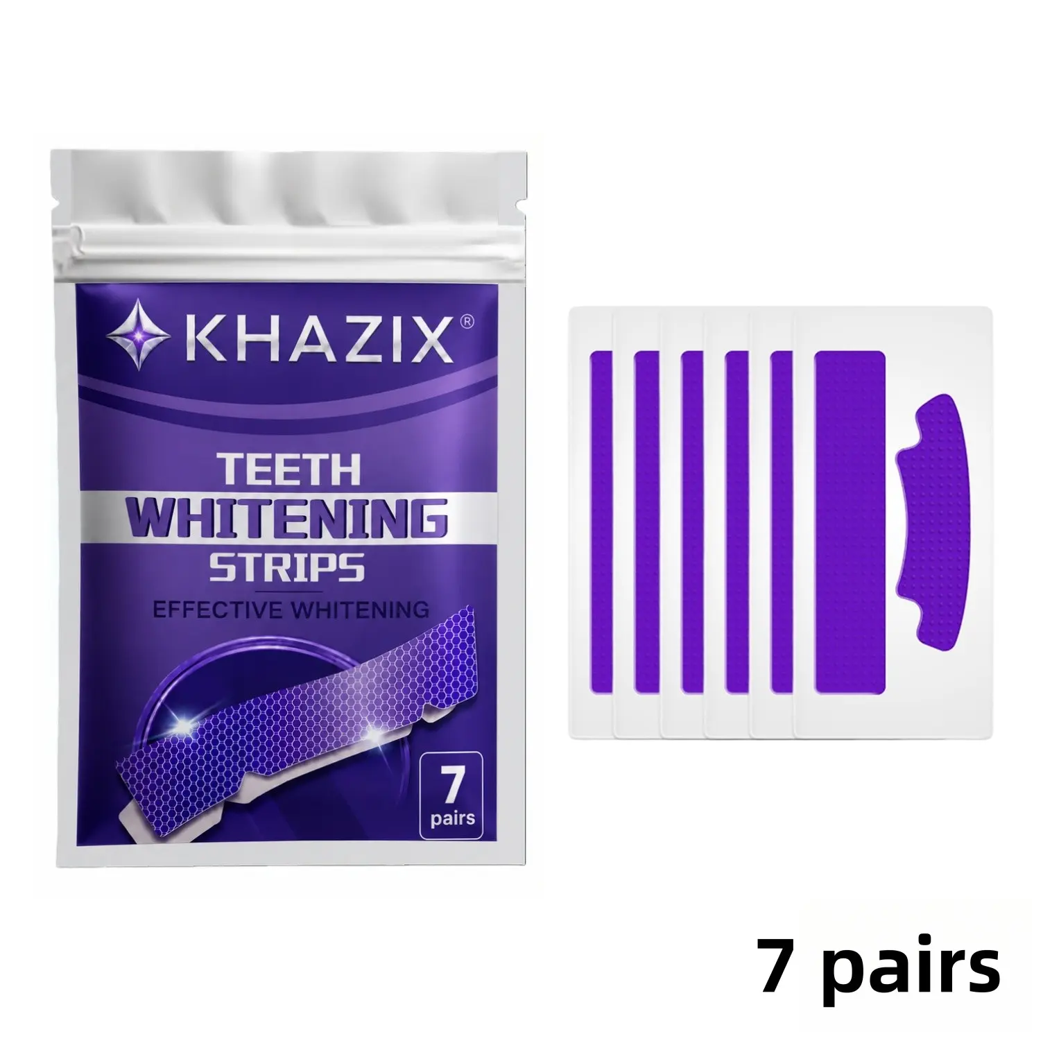 Khazix Teeth-Whitening Strips 7-Pcs, Easy-To-Apply Smile-Care Strips, Contoured-Fit Design, Lift Surface Stains, Daily At-Home Oral Care, Whitestrips