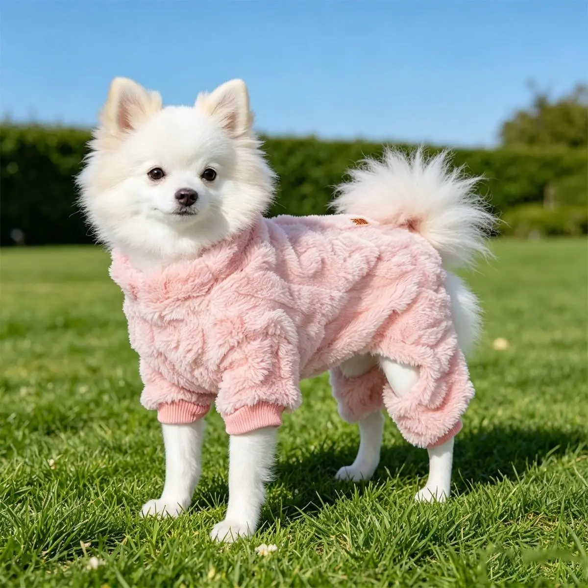 Thick Plush Full-Body Pet Suit, Metal D-Ring Back, Soft Warm Fabric, Fits Small Dogs & Cats, Ideal for Fall Winter, Indoor Outdoor Use, Clothing, Kitten Clothes, Dachshund Clothes