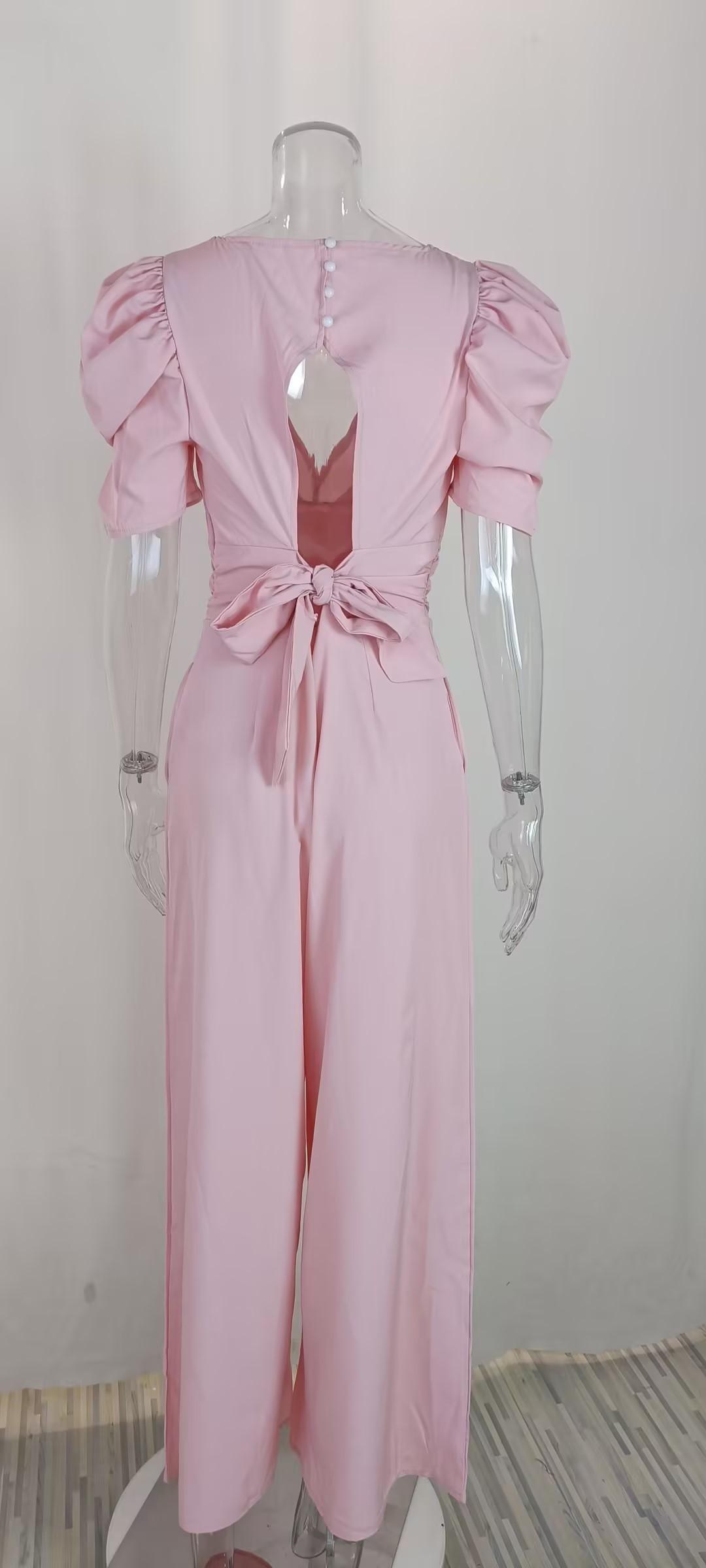 2026 Puff Sleeve Jumpsuit for Women Elegant Deep V Neck Wide Leg Formal Jumpsuit with Pockets Party Outfit # Jumpsuit # WideLegJumpsuit # FormalJumpsuit # PuffSleeve # DeepVNeck # WeddingGuestOutfit # PartyOutfit # DressesForWomen # Outfit of the Day