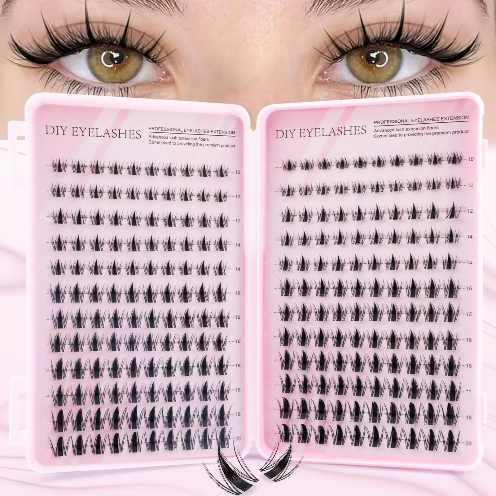 240 pieces of false eyelash extension kit, self-made tufted eyelash set, natural modeling, animation and cross design, C-roll eyelash for beginners, reusable, suitable for any occasion, Diy Eyelashes Clusters