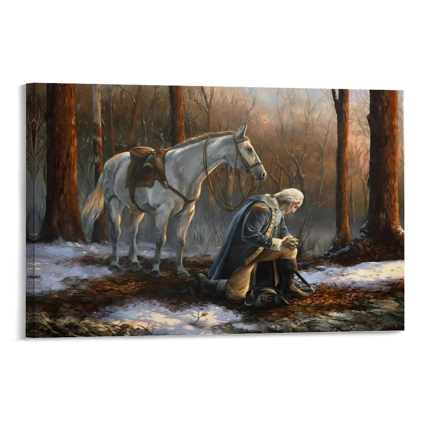 George Washington Praying on The Snow In Forge Valley Poster, Wall Art, Canvas Print, Home Decor for Bedroom Living Room Office