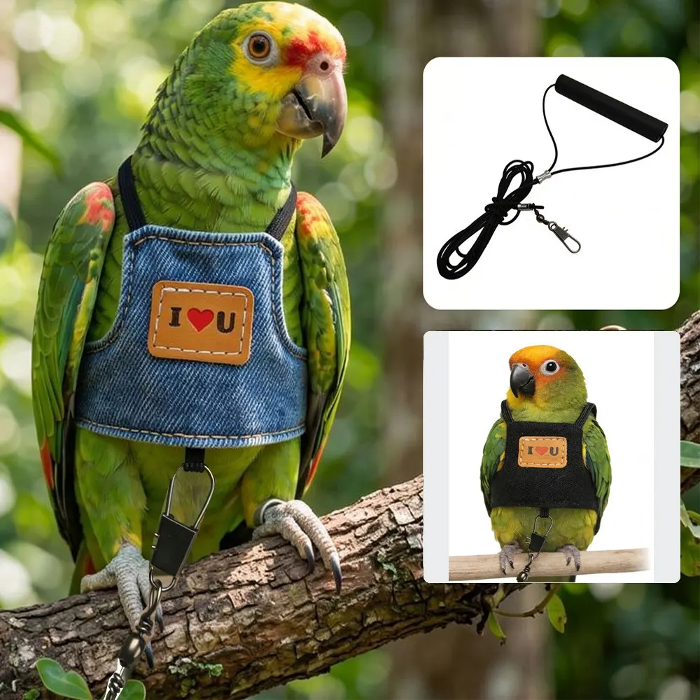 Parrot Clothes with Leash, Bird Walking Harness, Flying Suit for Lovebirds, Tiger Skin, Peony, Flight Gear, Pet Apparel