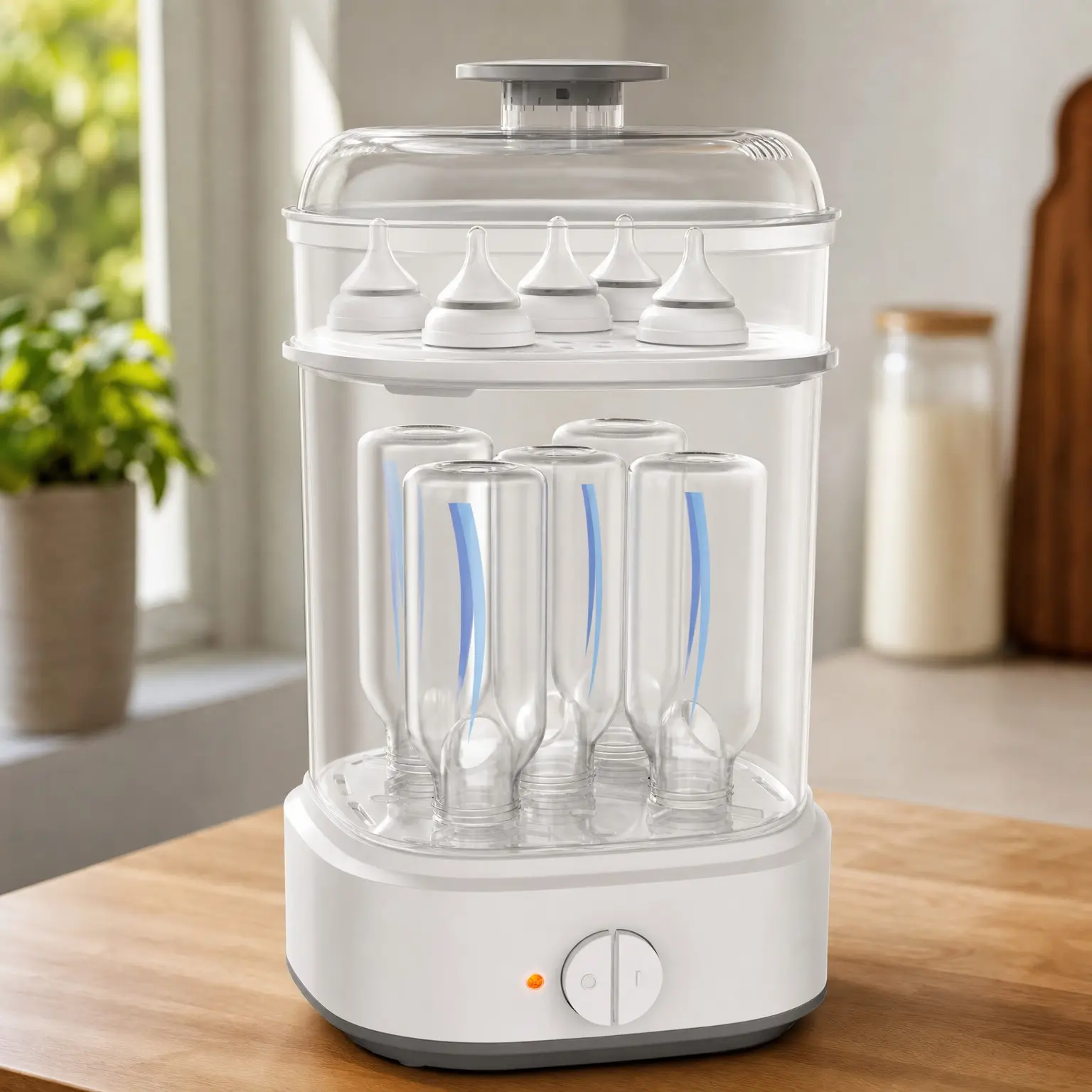 Electric Baby Bottle Steam Sterilizer and Sanitizer with Timer for Bottles, Pacifiers, Pump Parts(Gift)