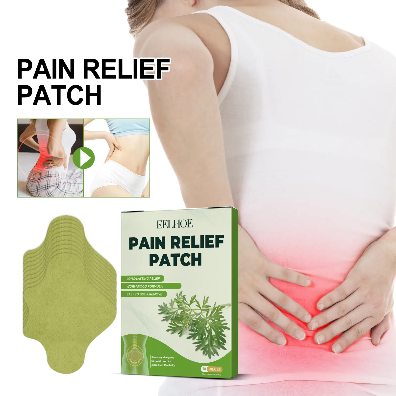 Mugwort Infused Gentle Warm Patches, Comfort Body Skin Relaxing Stickers for Shoulder Leg Joint Areas natural pain relief pad