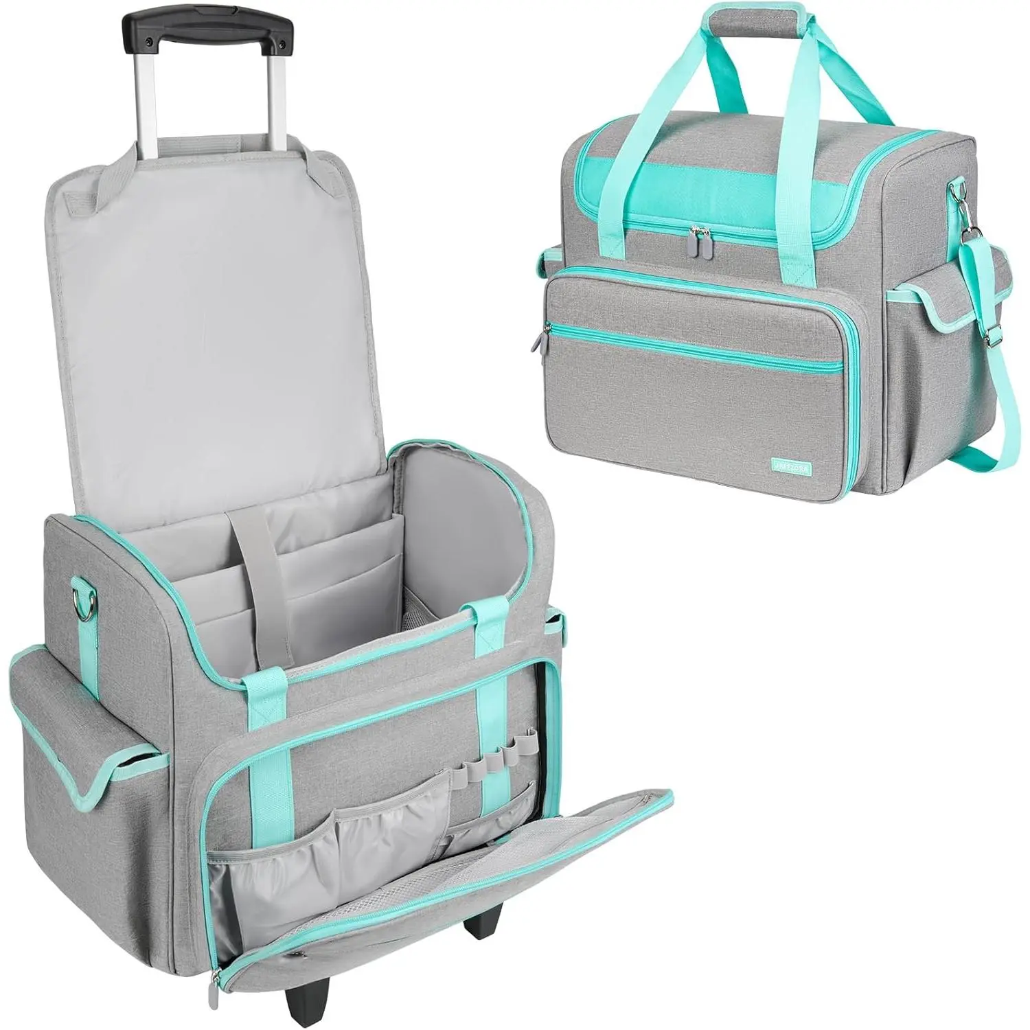 Rolling Teacher Bag with Wheels Large Wheeled Briefcase for Women Detachable Trolley 17in Laptop Sleeve Work Travel Tote