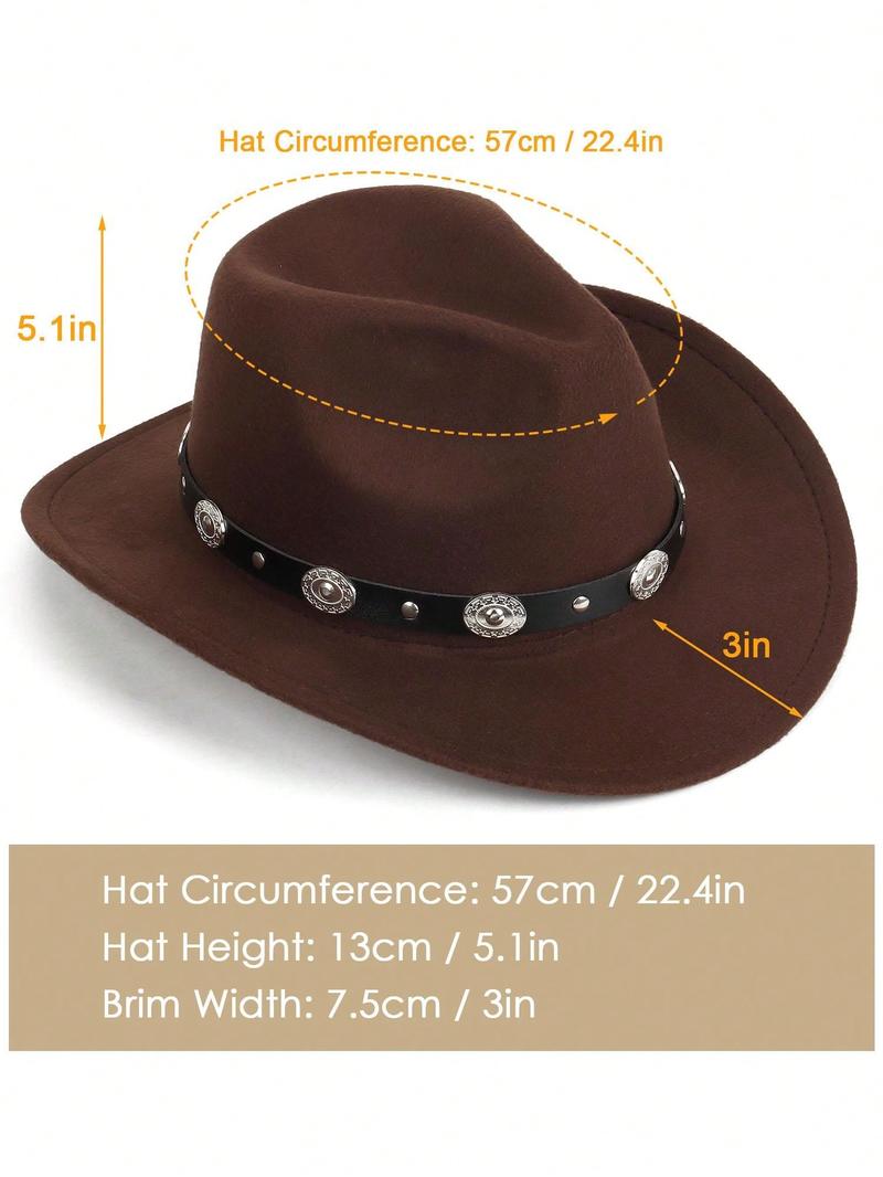 Western Cowboy Cowgirl Hat Wide Brim Classic Fedora Hat With Buckle Belt For Women Men