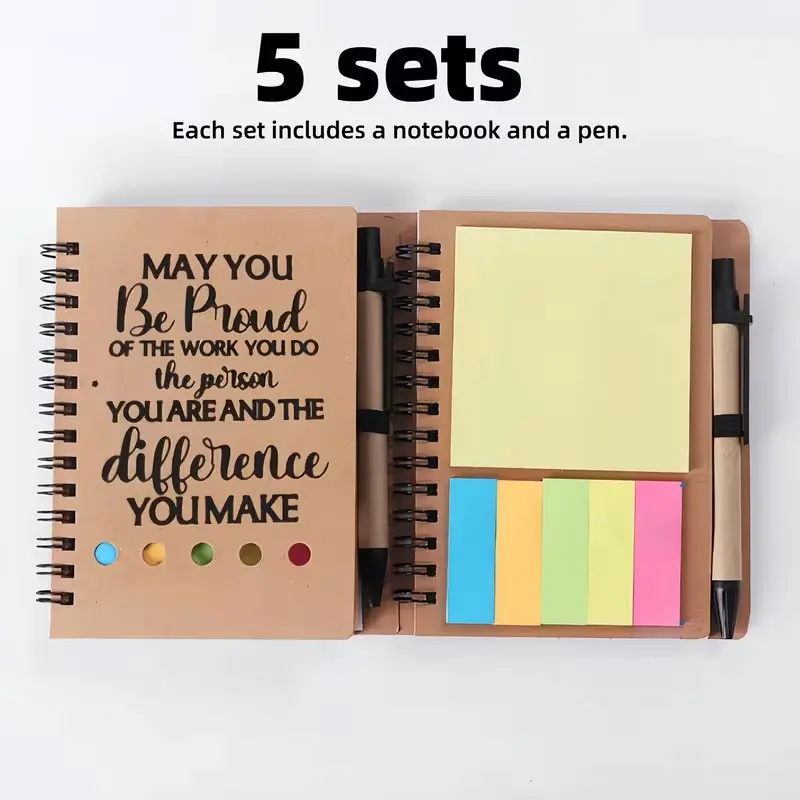 Page Coil Notebook Set with Sticky Notes and Pen, Ideal for School, Office, Employee Gifts, Volunteers, Nurses, Teachers, Church, Inspirational Gift, Stationery Set
