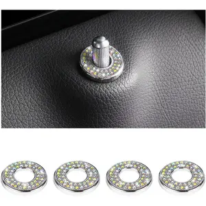 4 count Bling Inner  Door Lock Cover Stickers, Rhinestones Pull Rod Bolt Decorations,  Auto  for Women Girls, Sparkly  Door Lock Pin Caps for C Class C200L GLC260 C260L