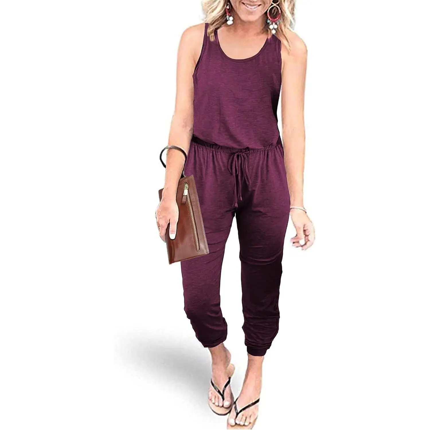 Womens Jumpsuit Casual Summer Romper 2026 Sleeveless Tank Lounge Cruise Airport Outfits Vacation Spring Clothes
