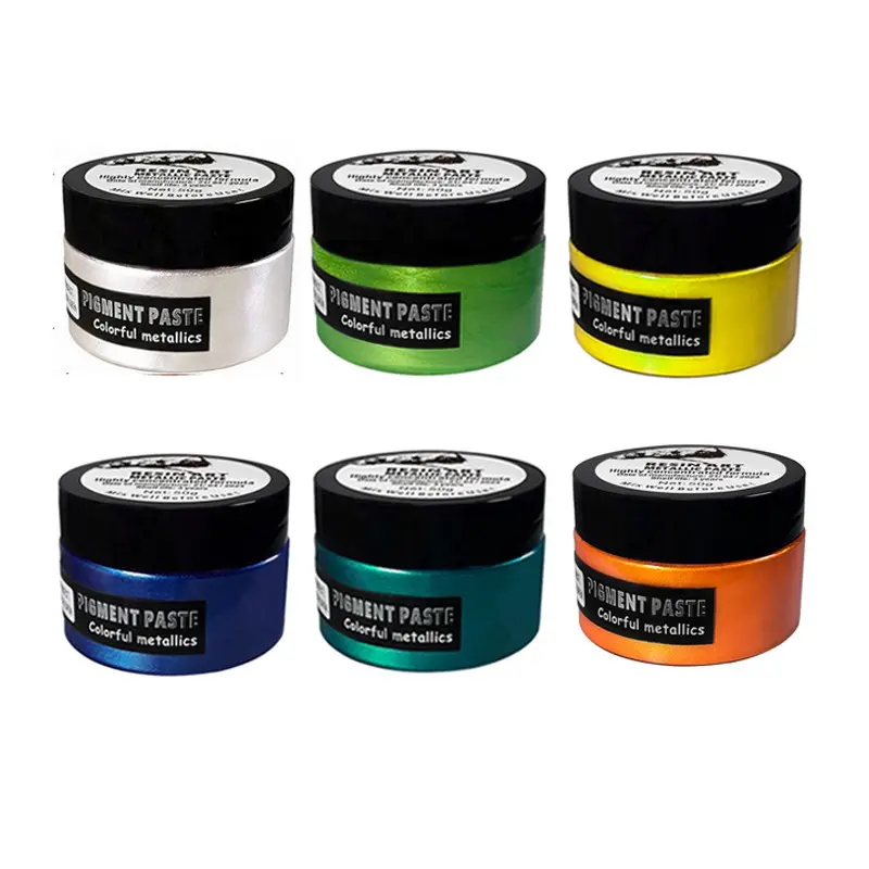 6 Color Set Epoxy Metallic Paint, 50g High Concentration Glossy Resin Pigment, Ideal for DIY Resin Art, Home Craft Decor Materials