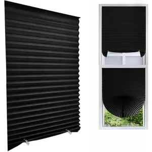 Cordless Blackout Pleated Fabric Window Shades Blinds Darkening Temporary Light Filtering Easy to Install and Cut for Home Bedroom Office Windows HxW(59" x 35")