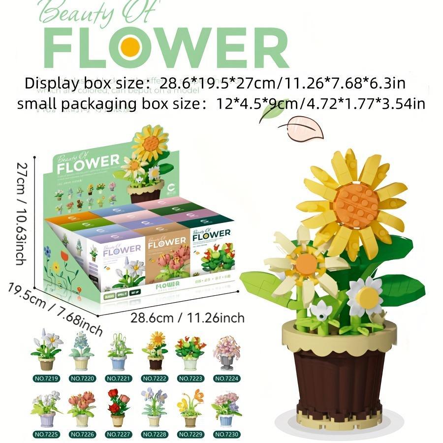 Flower Pot Series Building Blocks, 1 Set DIY Flower Pot Building Blocks, Creative and Educational Building Blocks for Boys & Girls, Building Block Sets
