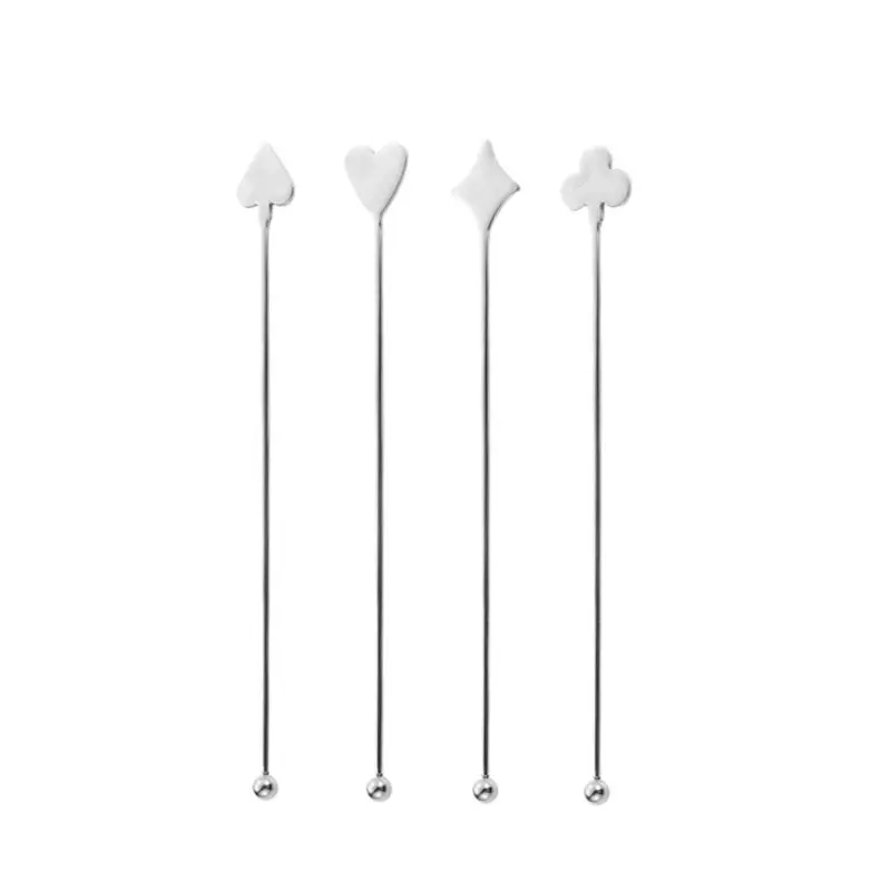 2/4pcs  304 Stainless Steel Stirring Rod, Creative Long Handle Bar Spoon, Milk Tea Mixer, Cocktail Shaker Tool, Kitchenware Essentials