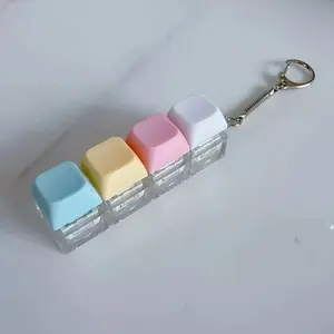 Cross-Border 4pcs Keychain Stress Relief Toy, Colorful Light Effect Button Press Keychain, Finger Pressure Release Accessory