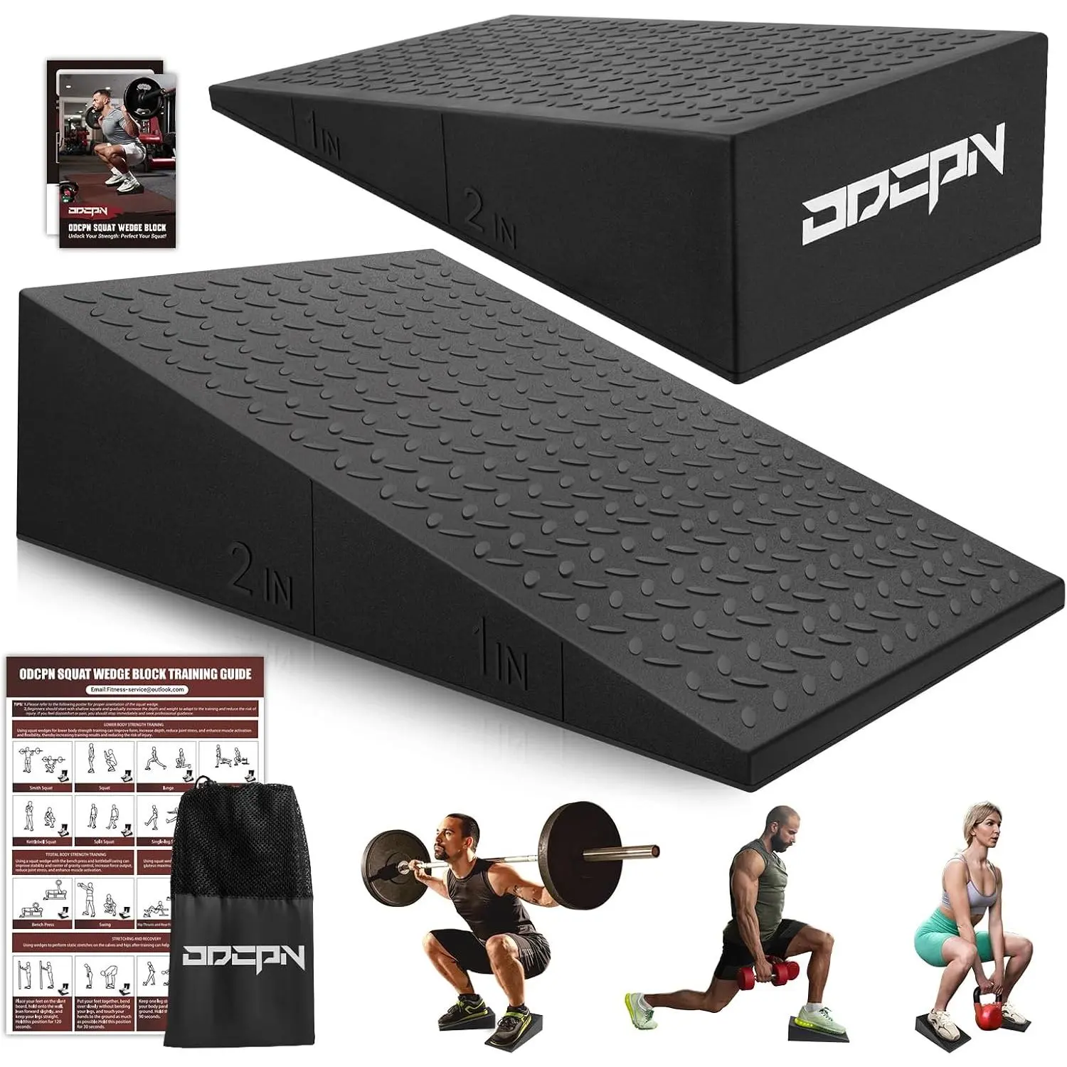 Squat Wedge Block, 2 count Non-slip Heel Elevated Squat Wedge for Weightlifting Workout with Storage &  Poster, Slant Board for Squats to Improve Squat Mobility  & Strength Performance