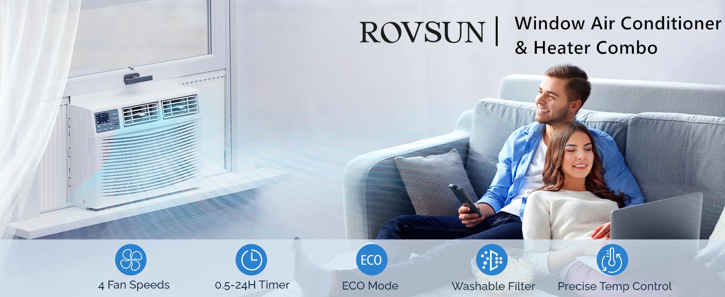 ROVSUN 12000/18000/23200 BTU Window Air Conditioner with Heat, Window AC Unit & Heater Combo with APP & Voice Smart Control, Timer Function & Easy Installation Kit, Work with Alexa/Google Assistant, 208/230V