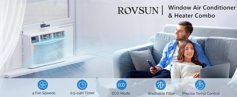 ROVSUN 12000/18000/23200 BTU Window Air Conditioner with Heat, Window AC Unit & Heater Combo with APP & Voice Smart Control, Timer Function & Easy Installation Kit, Work with Alexa/Google Assistant, 208/230V