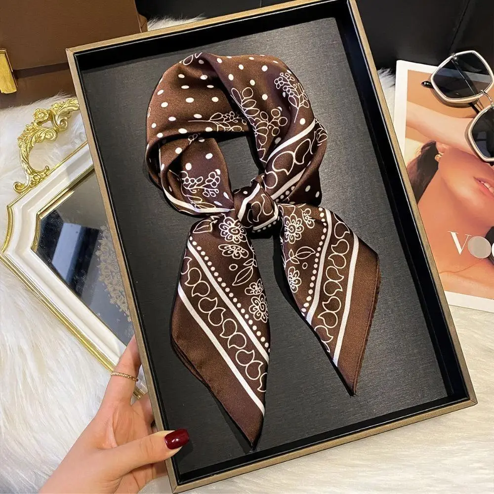 Retro Bohemian Jacquard Silk Scarf for Women, Lightweight Printed Casual Soft Shawl for Summer Beach Holiday Travel, Boho Style Scarf, Unisex, Square Scarf