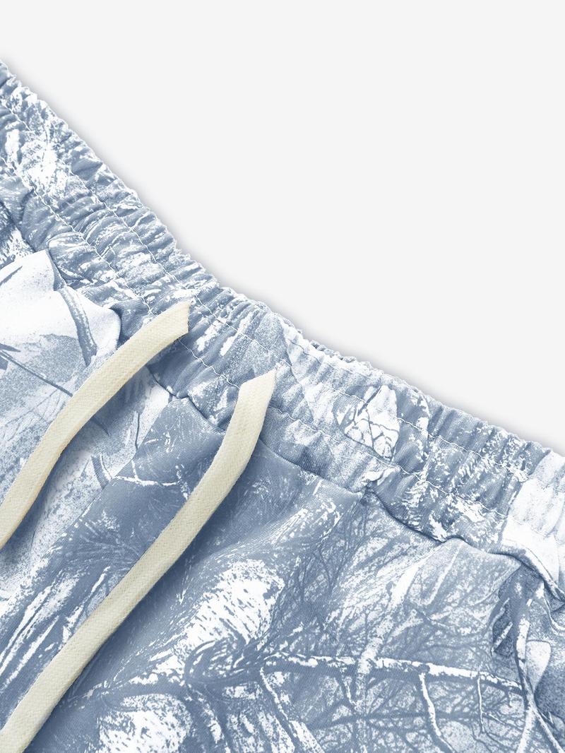 Men's Plants Print Drawstring Waist Sweatpants, Regular Fit Casual Comfy Pants for Daily Outdoor Wear, Men's Trousers for All Seasons, Pants for Men