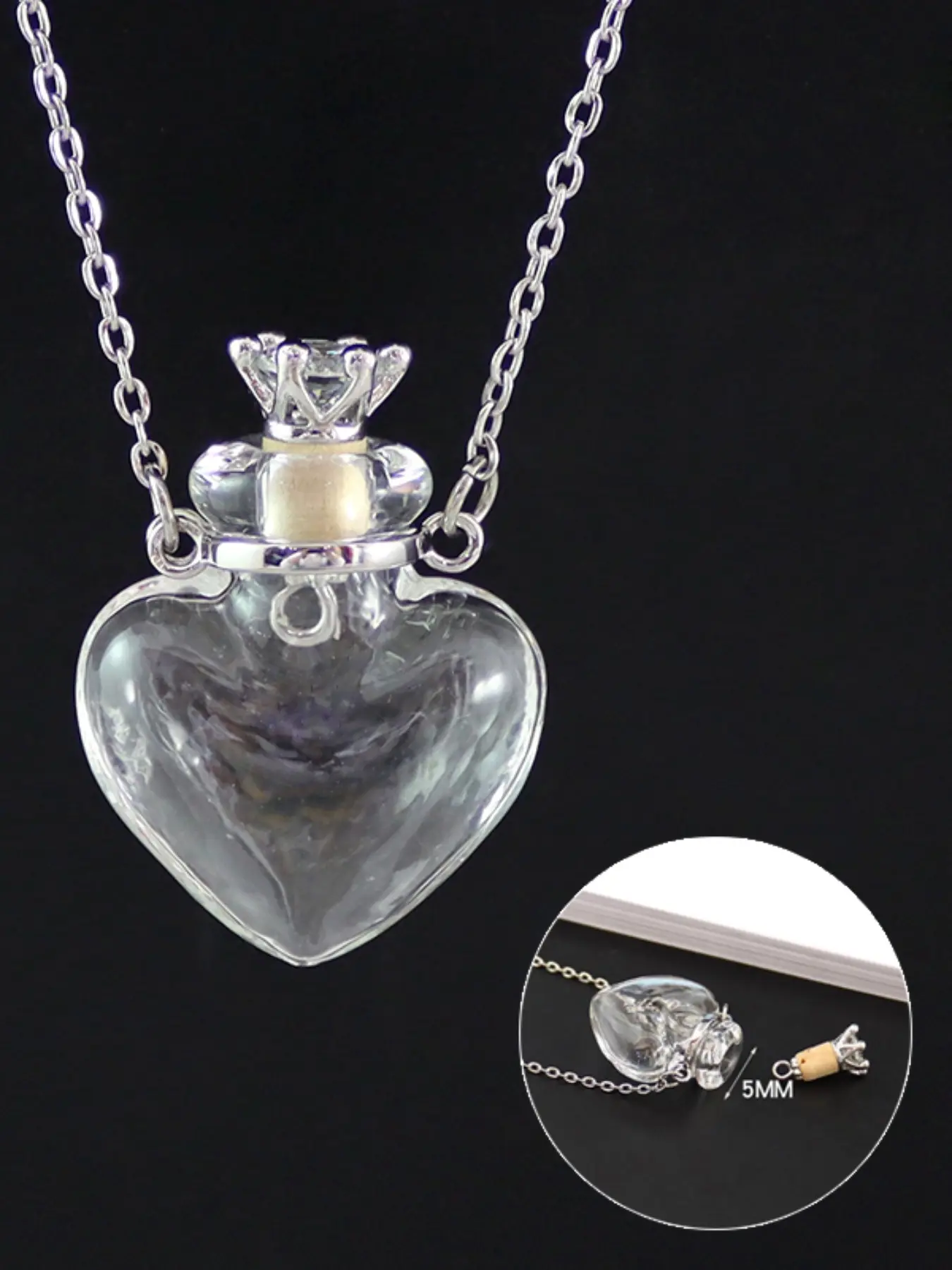 Magic Glass Wish Bottle Pendant, Lucky Essential Oil Vial Charm, Women's Sweater Chain Jewelry Necklace, Protective Talisman