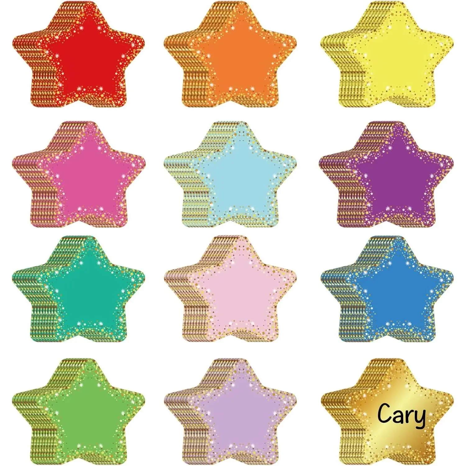 120 Pcs Glitter Paper Star Cutouts, Writable DIY Cardstock Stars for Bulletin Board, Wall Decor, Back to School Classroom Decorations