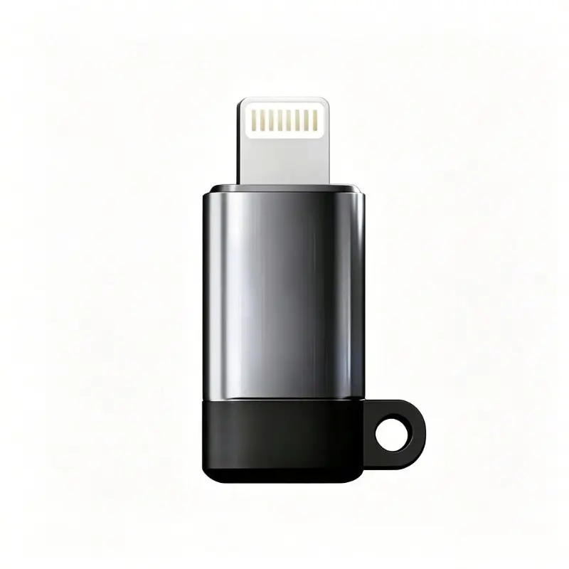 Lightning Male to Type-C Female Adapter Lightning USB C With Lanyard Hole Black Gray Silver Optional Metal Shell Portable Charging Data Transfer Connector